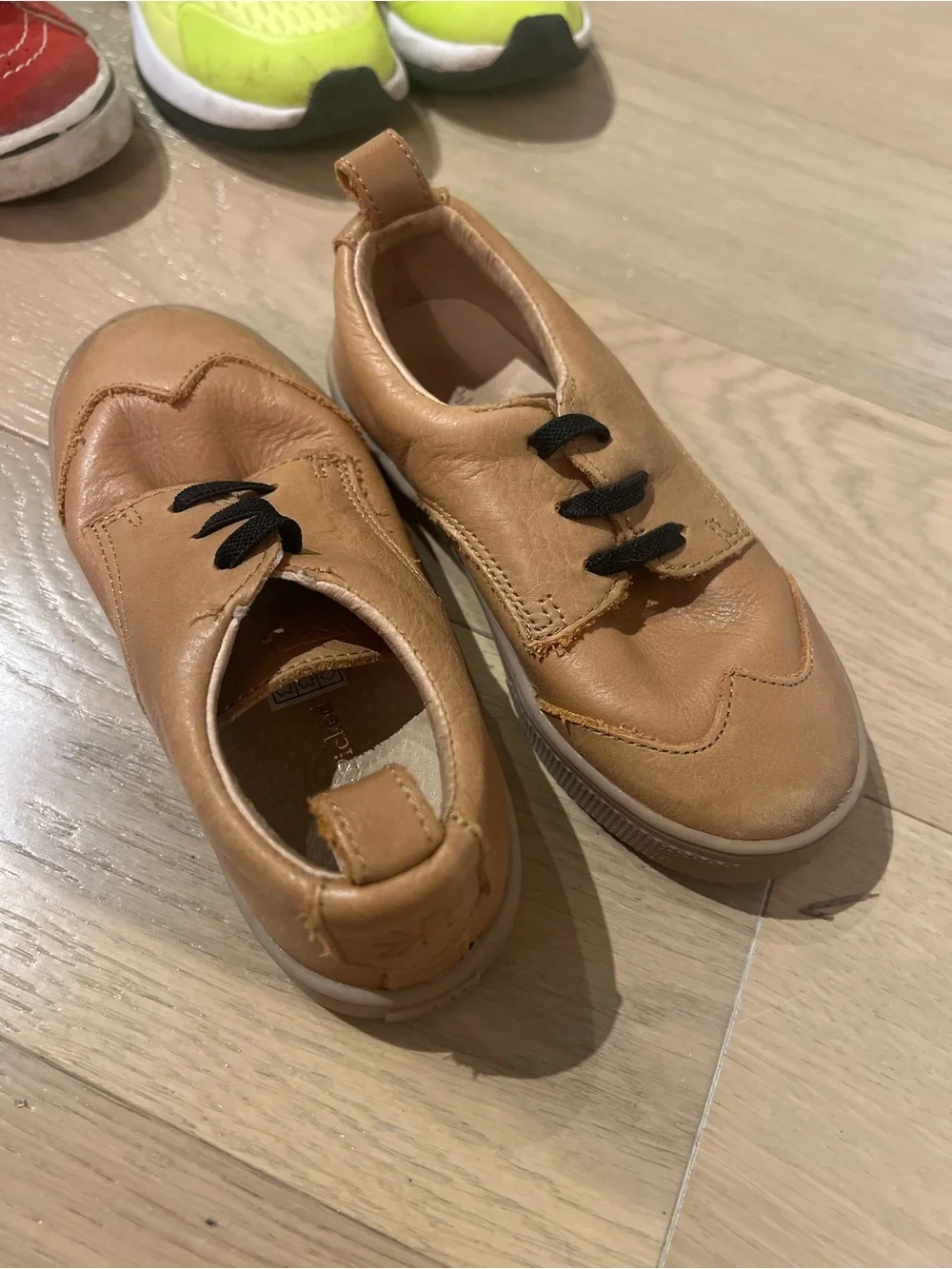 Freshly Picked Tan Leather Slip-On Shoes with Black Laces